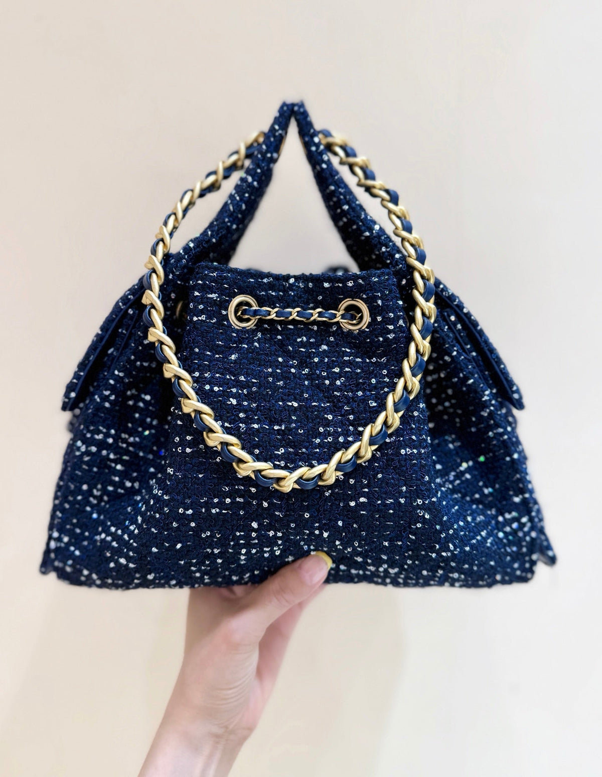 CC 25s Hobo Bag Dark Blue Tweed Wool
