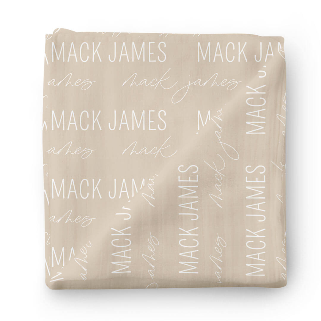 Personalized Stone Baby Name Swaddle Blanket - Block & Script