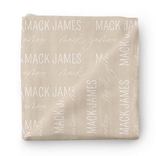 Personalized Stone Baby Name Swaddle Blanket - Block & Script