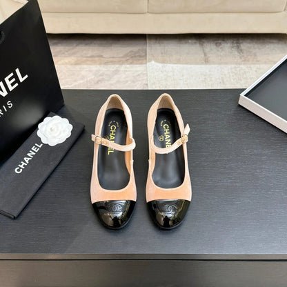 CC 2026 Mary Jane 65 Beige Black Velvet Leather 700646