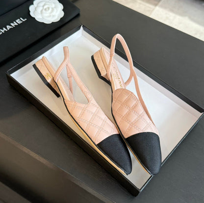 slingbacks flat nude calfskin embroidery