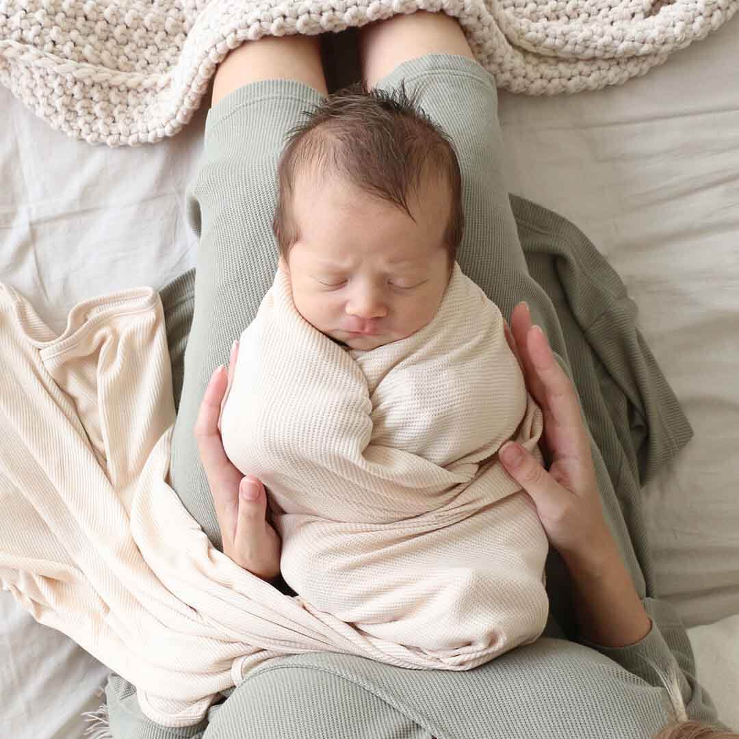 Oatmeal Bamboo Waffle Oversized Swaddle Blanket