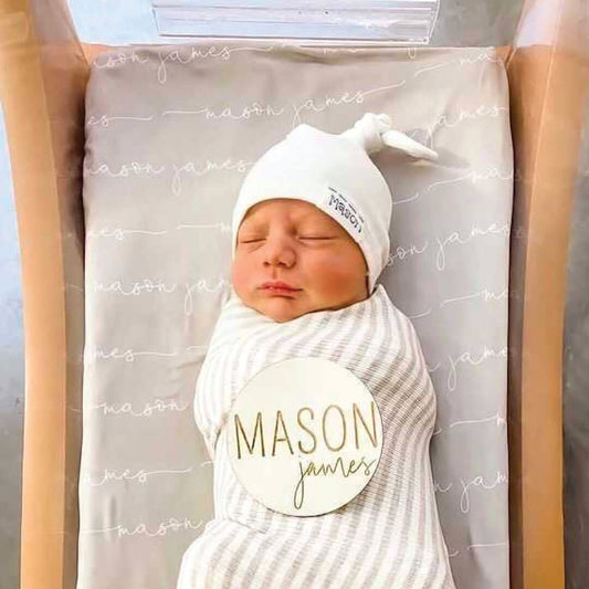 Personalized Stone Baby Name Swaddle Blanket - Script