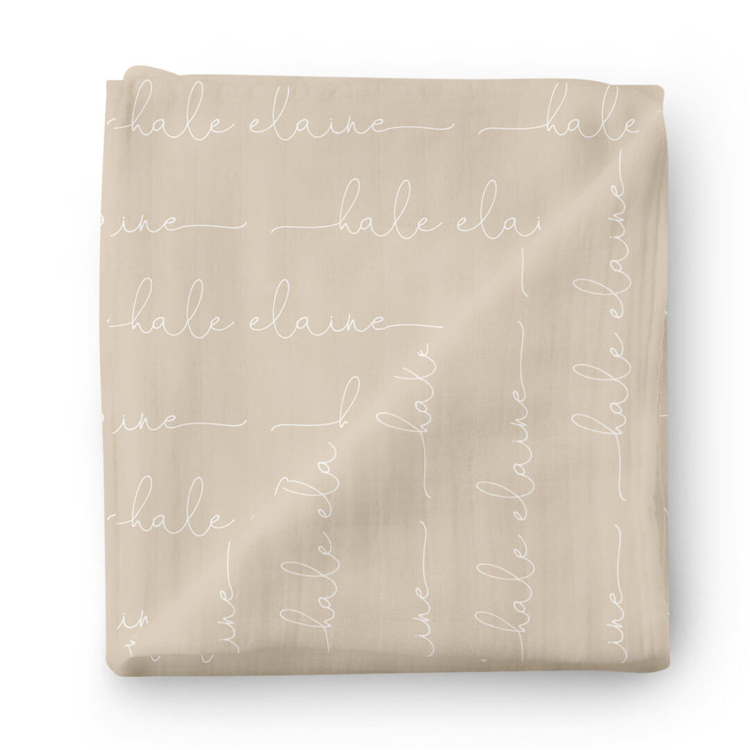 Personalized Stone Baby Name Swaddle Blanket - Script