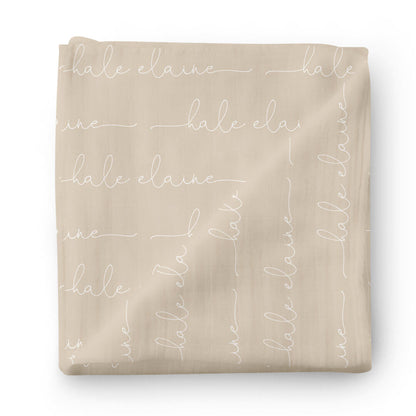 Personalized Stone Baby Name Swaddle Blanket - Script