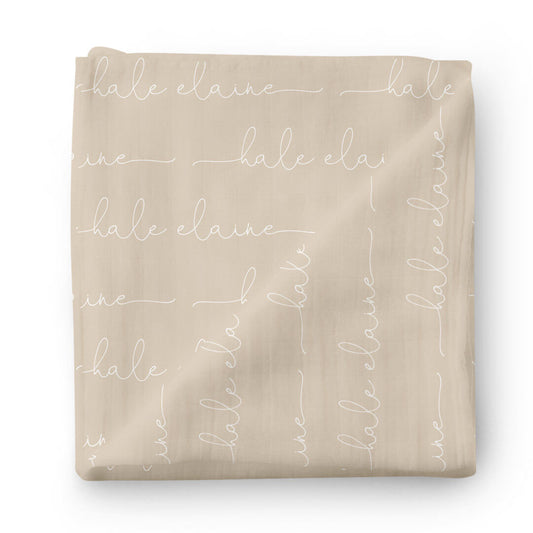 Personalized Stone Baby Name Swaddle Blanket - Script