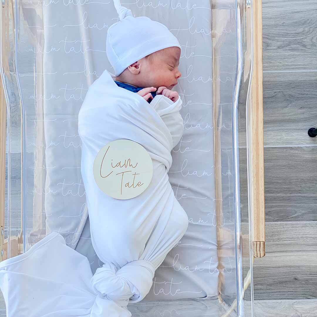 Personalized Stone Baby Name Swaddle Blanket - Script
