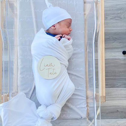 Personalized Stone Baby Name Swaddle Blanket - Script