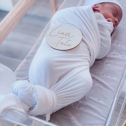 Personalized Stone Baby Name Swaddle Blanket - Script